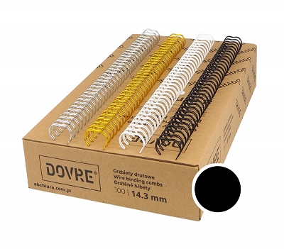 Grzbiety drutowe 14.3 mm, oprawa do 115 kartek, czarne