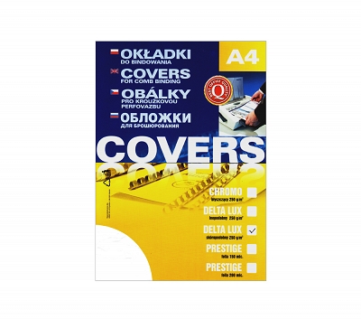 Okładki do bindowania A4, kartony DELTA białe