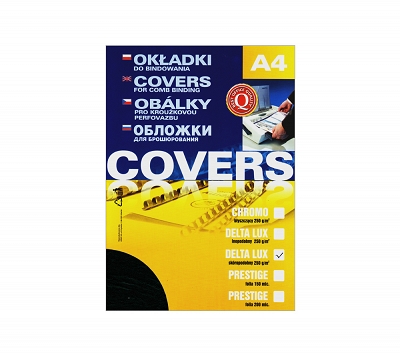 Okładki do bindowania A4, kartony DELTA czarne