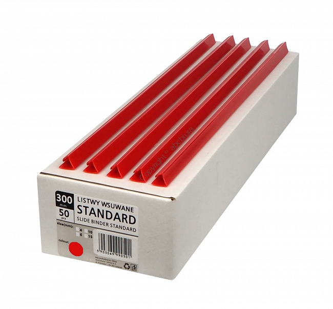 Listwy wsuwane 9 mm / 10 mm, czerwone