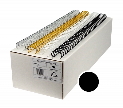 Grzbiety drutowe 4.8 mm, oprawa do 15 kartek, czarne