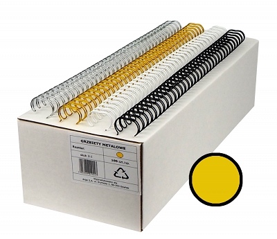 Grzbiety drutowe 4.8 mm, oprawa do 15 kartek, złote